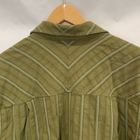 REI Striped Long Sleeve Shirt Mens Size M Olive Cotton Rayon Button Down - Picture 5 of 10